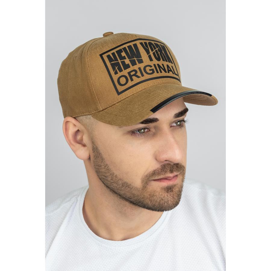 Бейсболка мужская с накаткой New York котоновая на регуляторе Braxton 1550 One size Кэмел (301871)