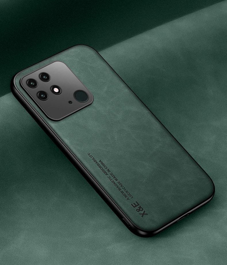 Кожаный чехол XnE Xiaomi Redmi 10C с металлической вставкой Green (34268-08)