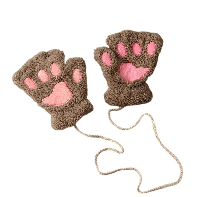 Митенки меховые Кошачьи лапки Коричневый (K3-87-1390-К)