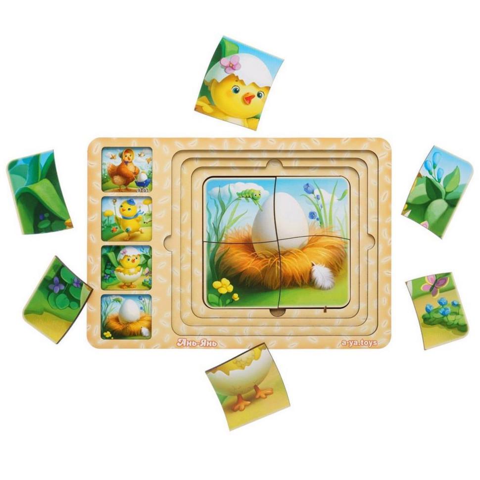 Игра настольная деревянная Ubumblebees PSF018 Этапы развития курочки