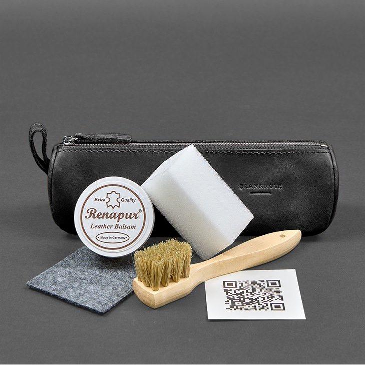 Набор для ухода за кожаными изделиями в кожаном чехле Черный (A-028350) - фото 3