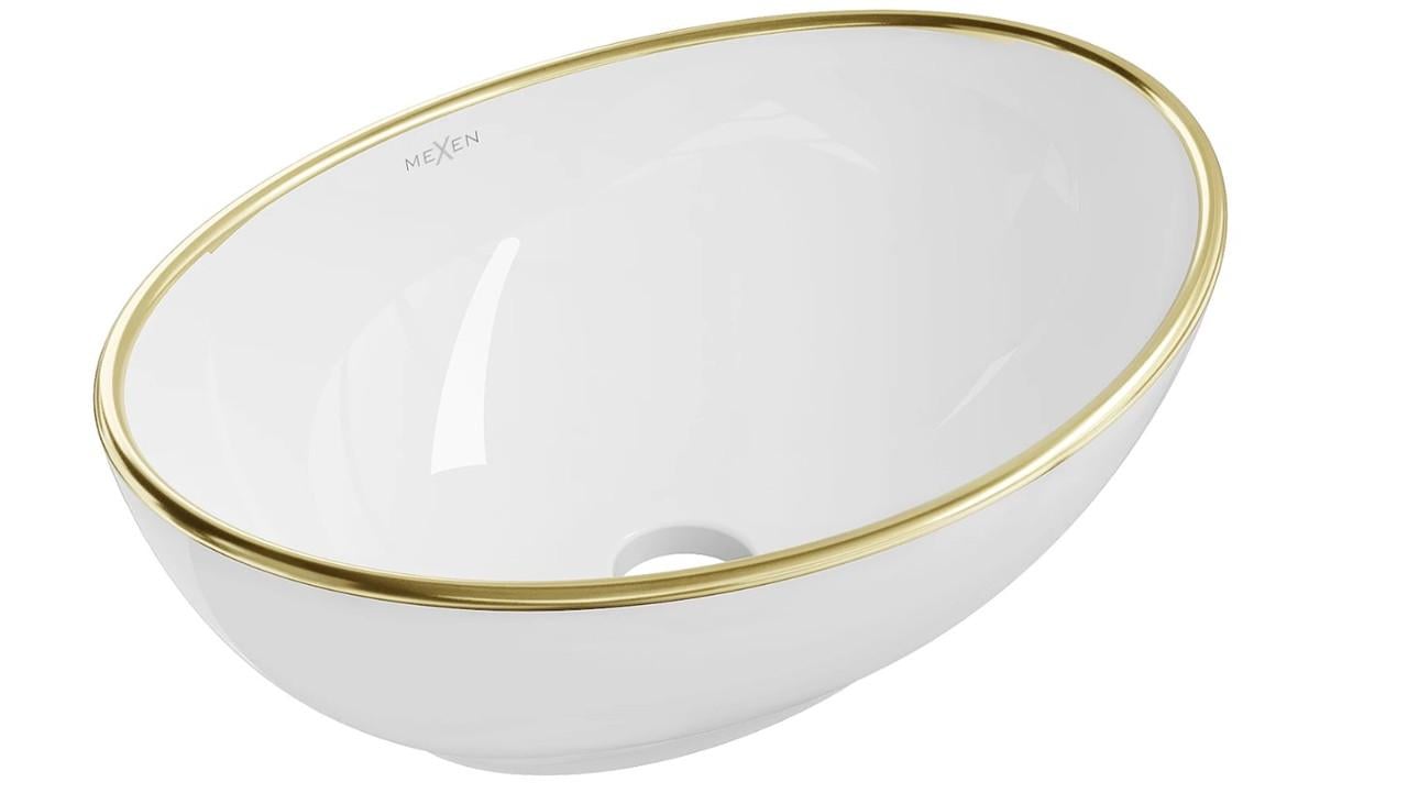 Умывальник накладной Mexen ELZA EDGE White/Gold (2810373373)