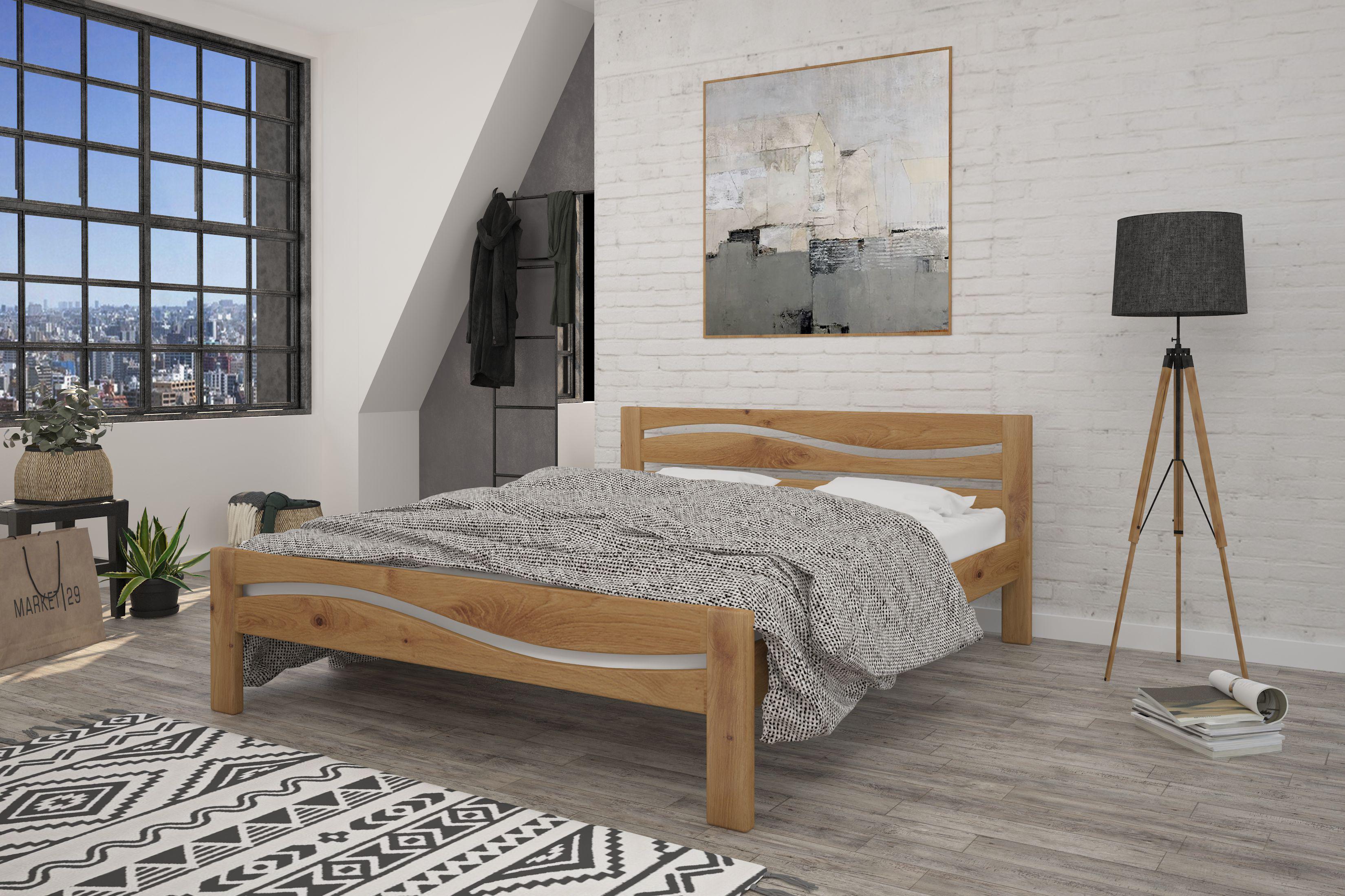 Кровать двуспальная Mebigrand Неаполь 140х190 см Орех светлый (MBG-2186)