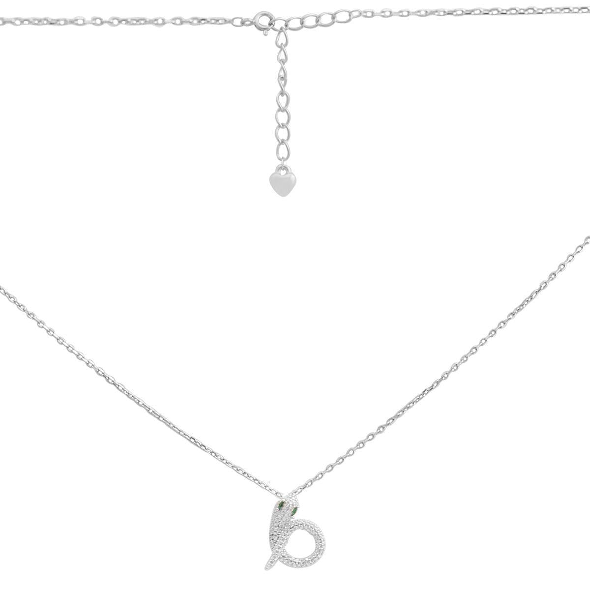 Колье серебрянное LoveR со змейкой и инкрустацией фианитами 40-45 см