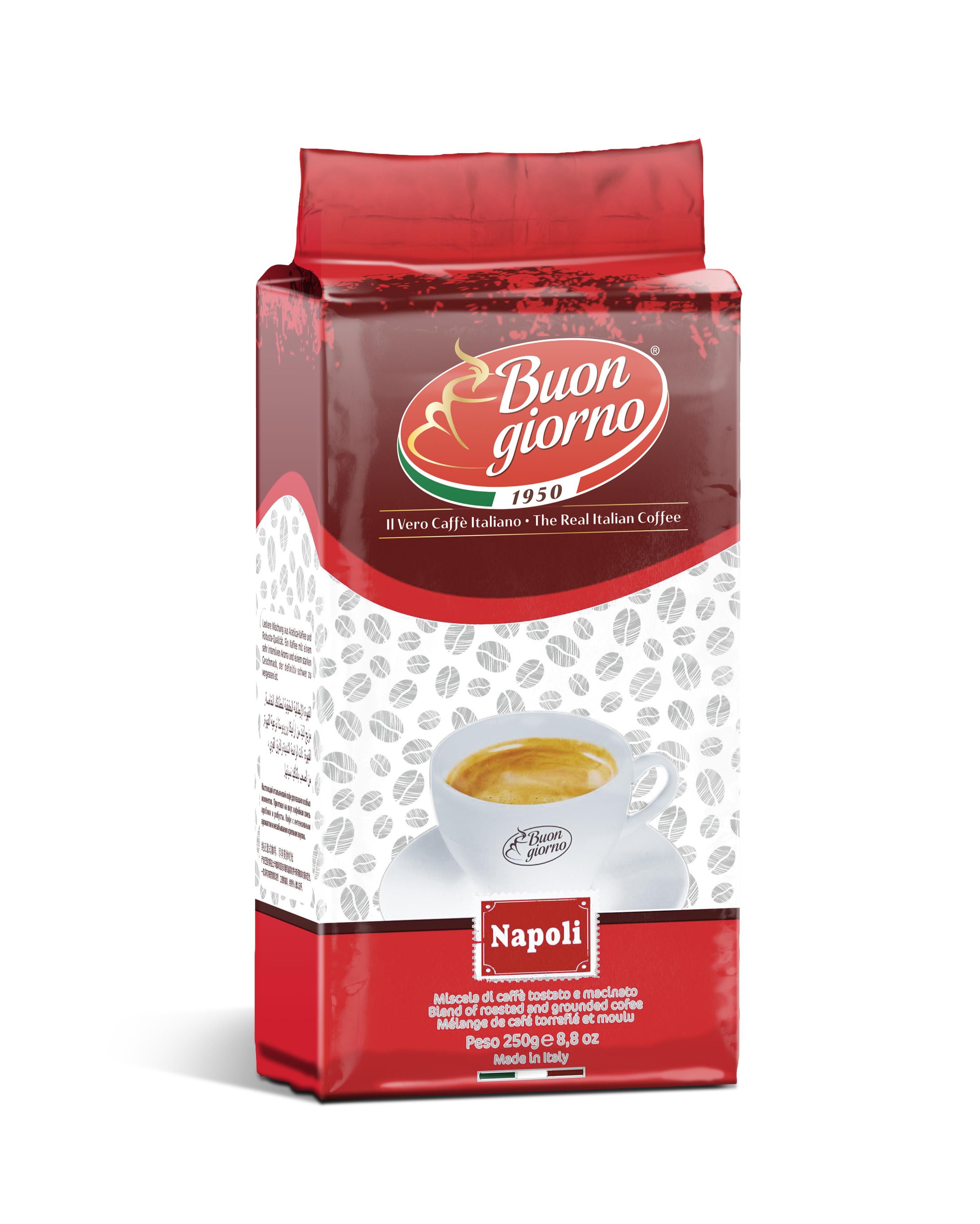 Кава мелена Buongiorno Napoli 250 грам (CF000048) - фото 2 Кава мелена Buongiorno Napoli 250 грам (CF000048) - фото 2