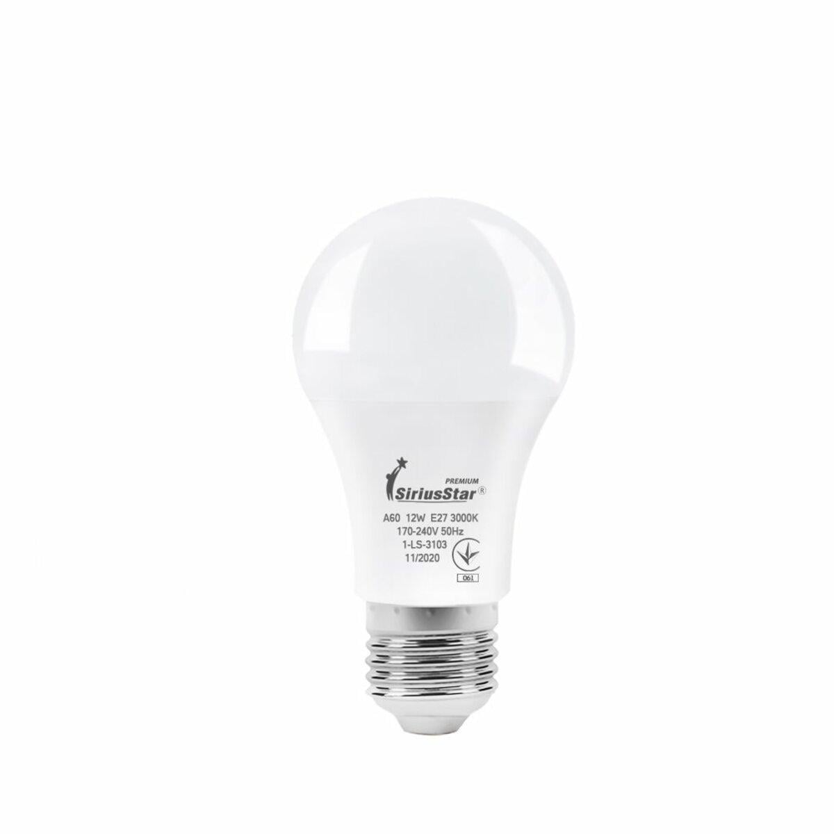 Светодиодная лампа SiriusStar 12W А60 3000K E27 Белый (3103)