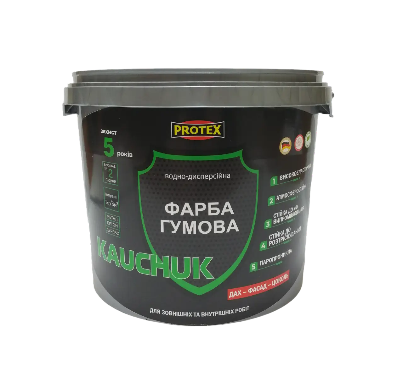 Краска высокоэластичная Protex KAUCHUK proof Water Based 11 кг Медно-красный RAL 8004 (3014750957)