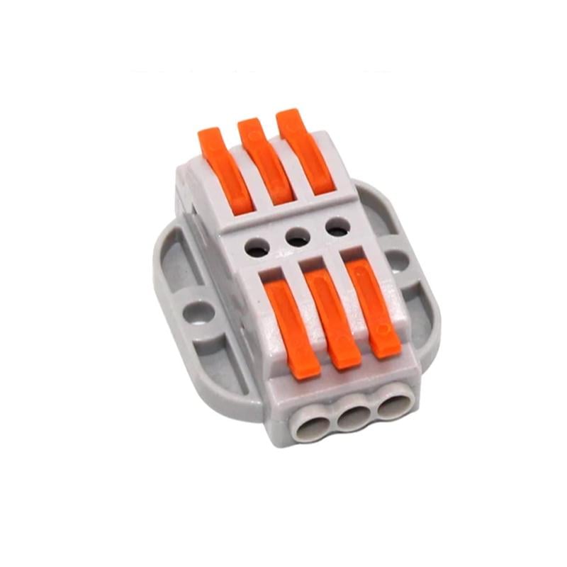 Клема прохідна Tactix 0,08-4 мм2 32А 3х1-3х1 одинарна 41,5х30,6х14,8 мм важіль кріплення 3,1 мм Помаранчевий (223-3P)