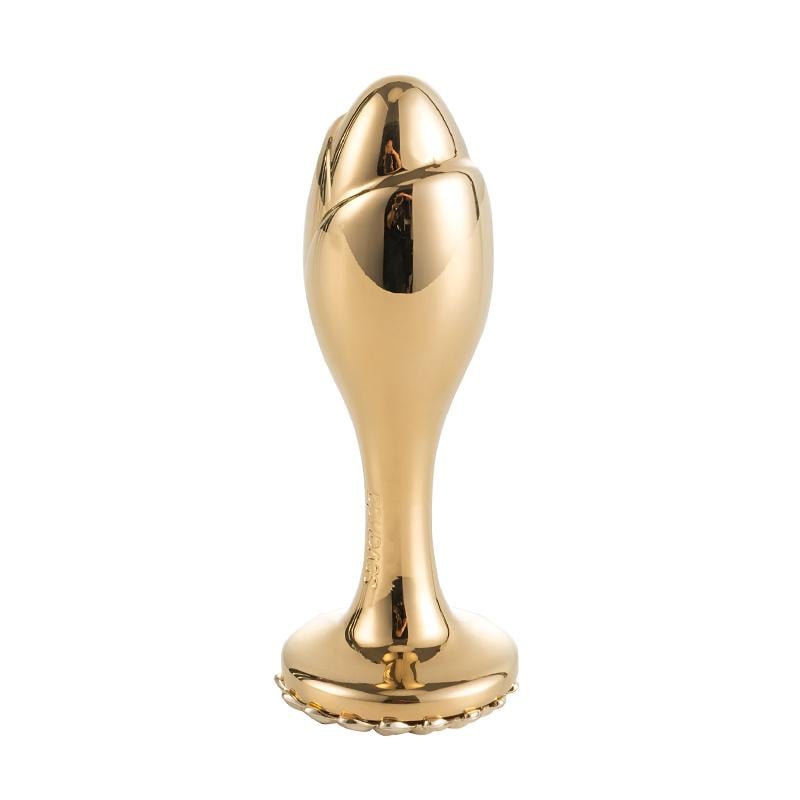 Анальная пробка Lockink Sevanda Pearl Rose-Shape Anal Plug 7,5 см Золотистый с белым (53046)