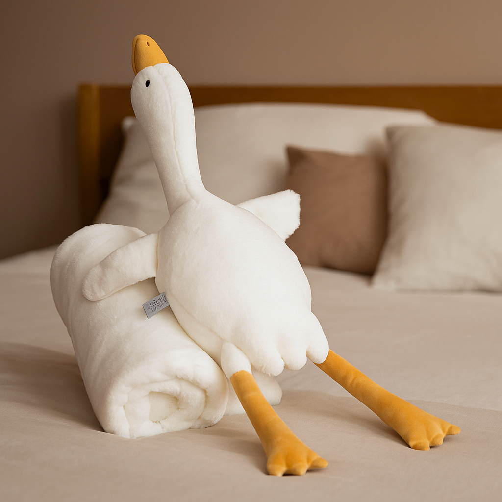 Подушка-игрушка Гусь-обнимусь 89 см с пледом 100х150 см Белый (520-1W)