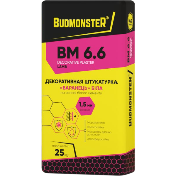 Штукатурка декоративная BudmonsteR BM 6.6 Барашек 1,5 мм 25 кг Белый (107973)