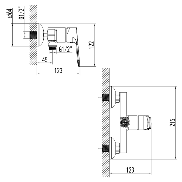 Змішувач для душу Corso DB-1D138C Marmore ⌀ 35 (9623300) - фото 6