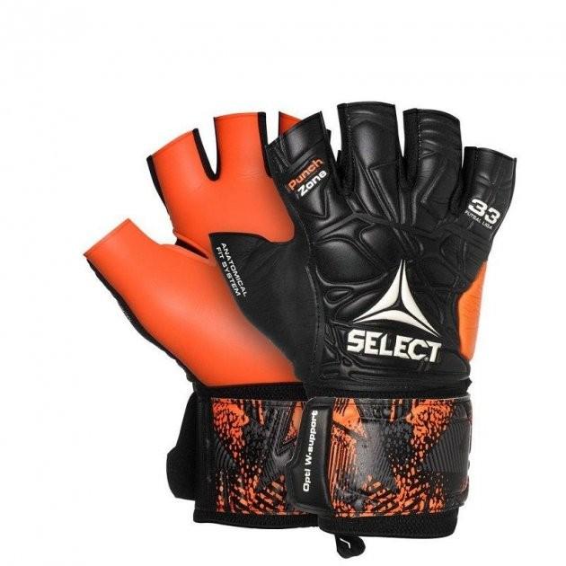 Рукавиці воротарські Select GOALKEEPER GLOVES FUTSAL LIGA 33 Уні р. 11 21 см Чорний/Помаранчевий (609330-201 11) - фото 1