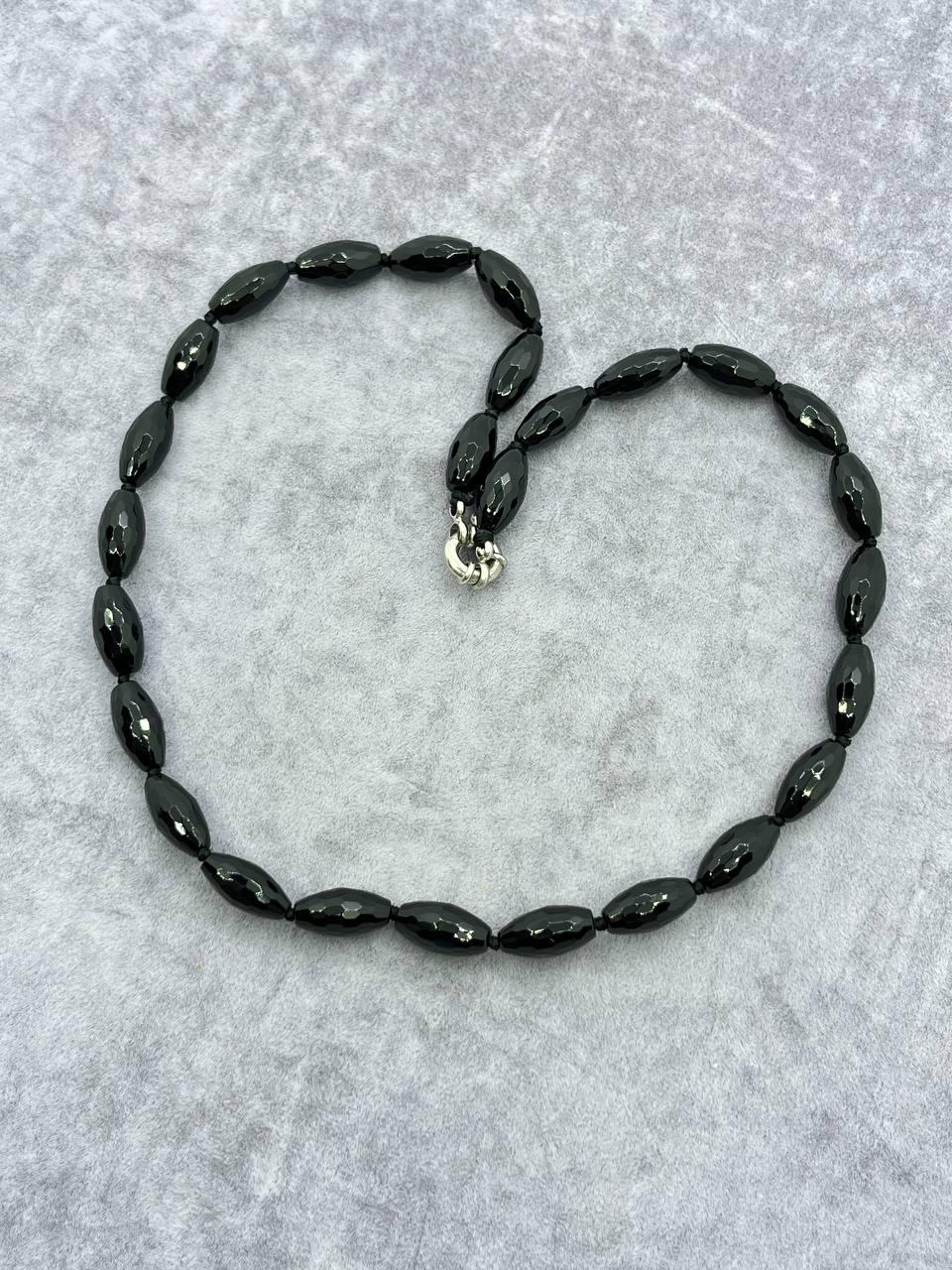 Бусы агат 46 см Черный (10193)