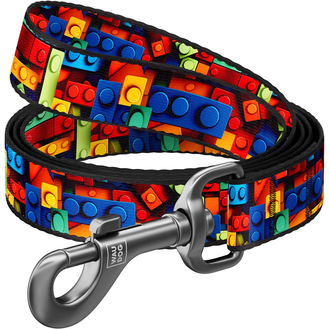 Поводок для собак нейлоновый Waudog Nylon Блоки S 200 см 15 мм (756-4056)