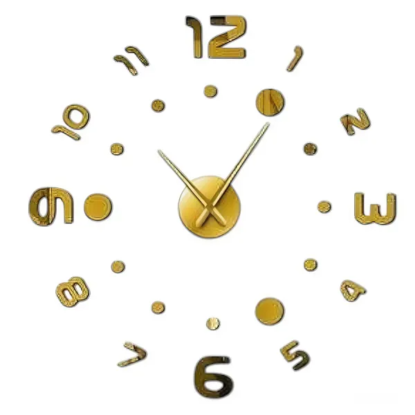 Часы 3-D настенные бескаркасные 10 см Золотой