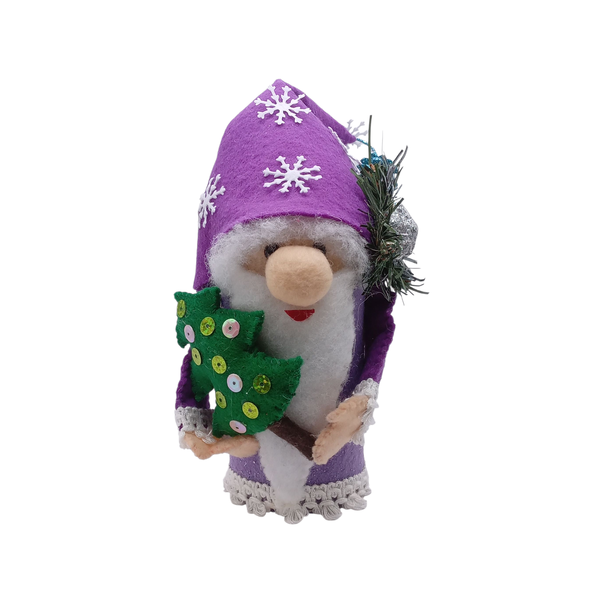 Новорічна іграшка ручної роботи Санта Фіолетовий (1293)