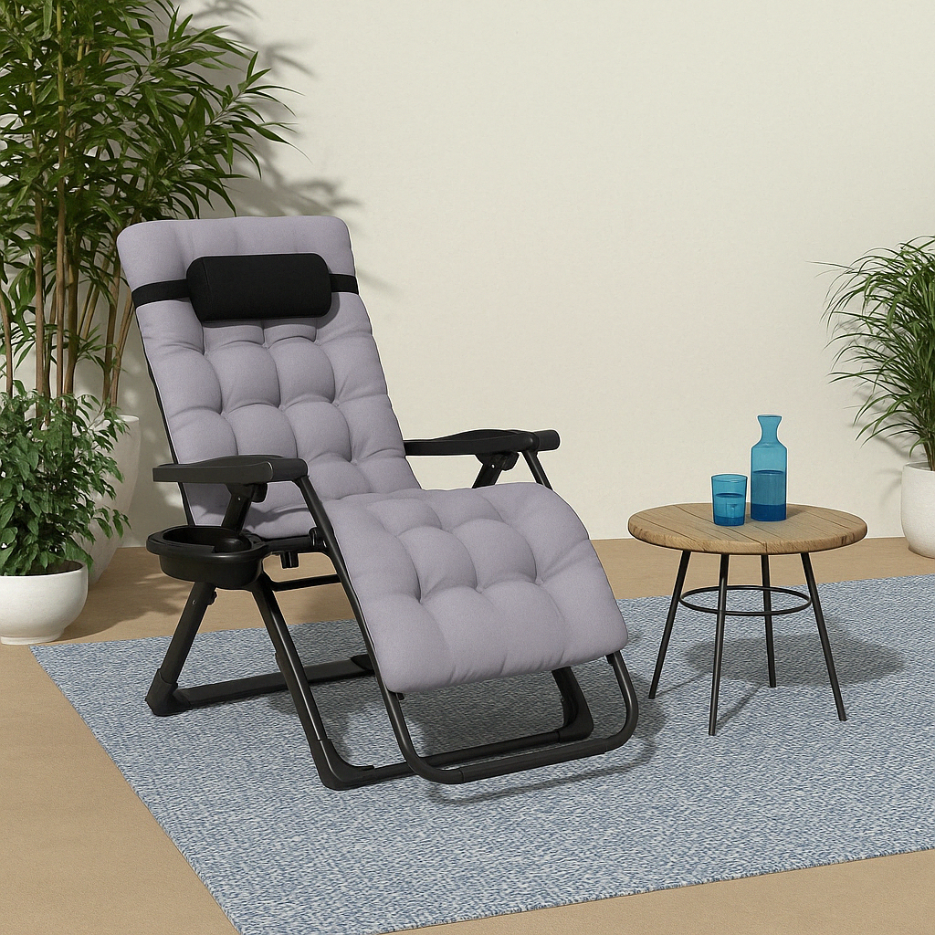 Шезлонг-кресло с матрасом и подстаканником Homart ZGC-009 усиленный 150 кг (9867) - фото 2 Шезлонг-кресло с матрасом и подстаканником Homart ZGC-009 усиленный 150 кг (9867) - фото 2