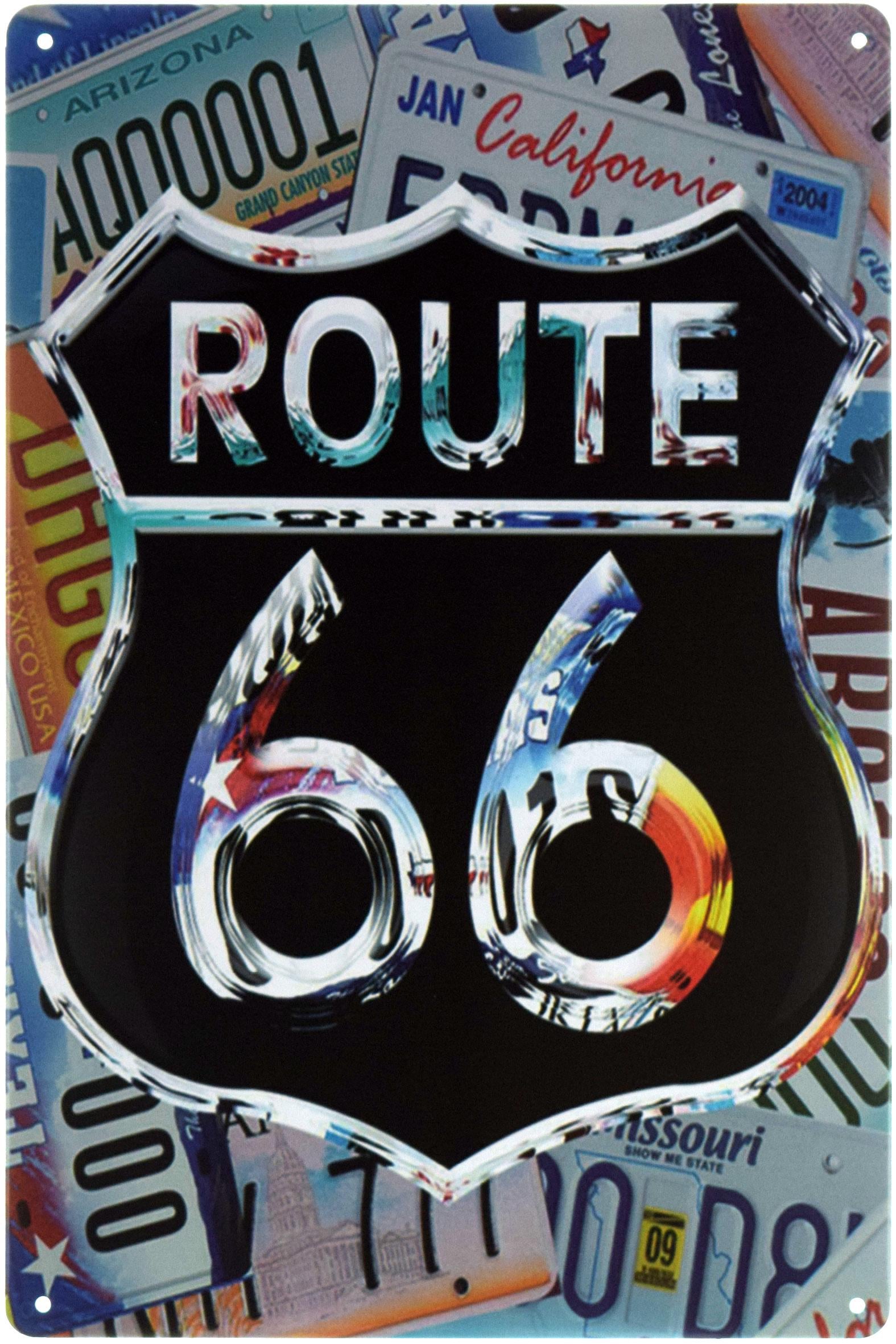 Табличка металлическая Route 66 Номерные Знаки 20x30 см