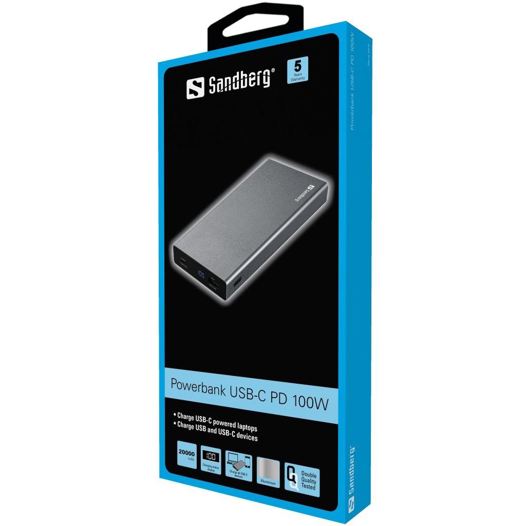 Зовнішній акумулятор Sandberg USB-C PD 100 W 20000 (420-52) - фото 2