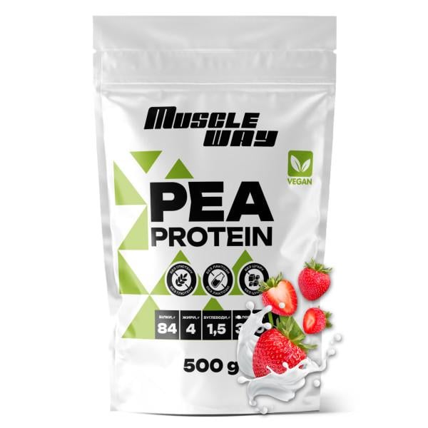 Протеїн рослинний веганський Muscle Way Pea Protein концентрат 500 г Полуниця (21-137-pp-р-500-gr) Протеїн рослинний веганський Muscle Way Pea Protein концентрат 500 г Полуниця (21-137-pp-р-500-gr)