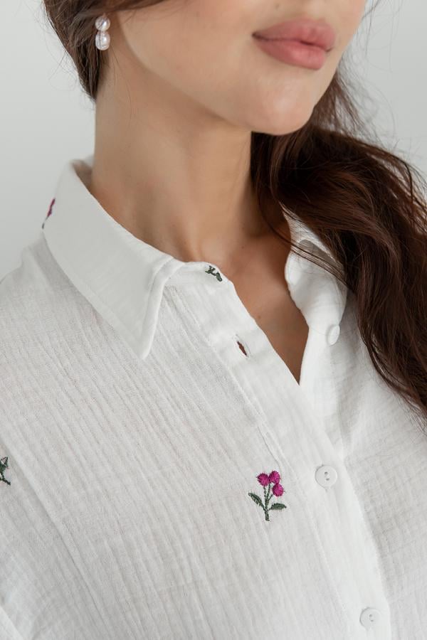 Сорочка з вишивкою Forli з мусліну M/L Blueberry (ML0058-39-60) - фото 5 Сорочка з вишивкою Forli з мусліну M/L Blueberry (ML0058-39-60) - фото 5