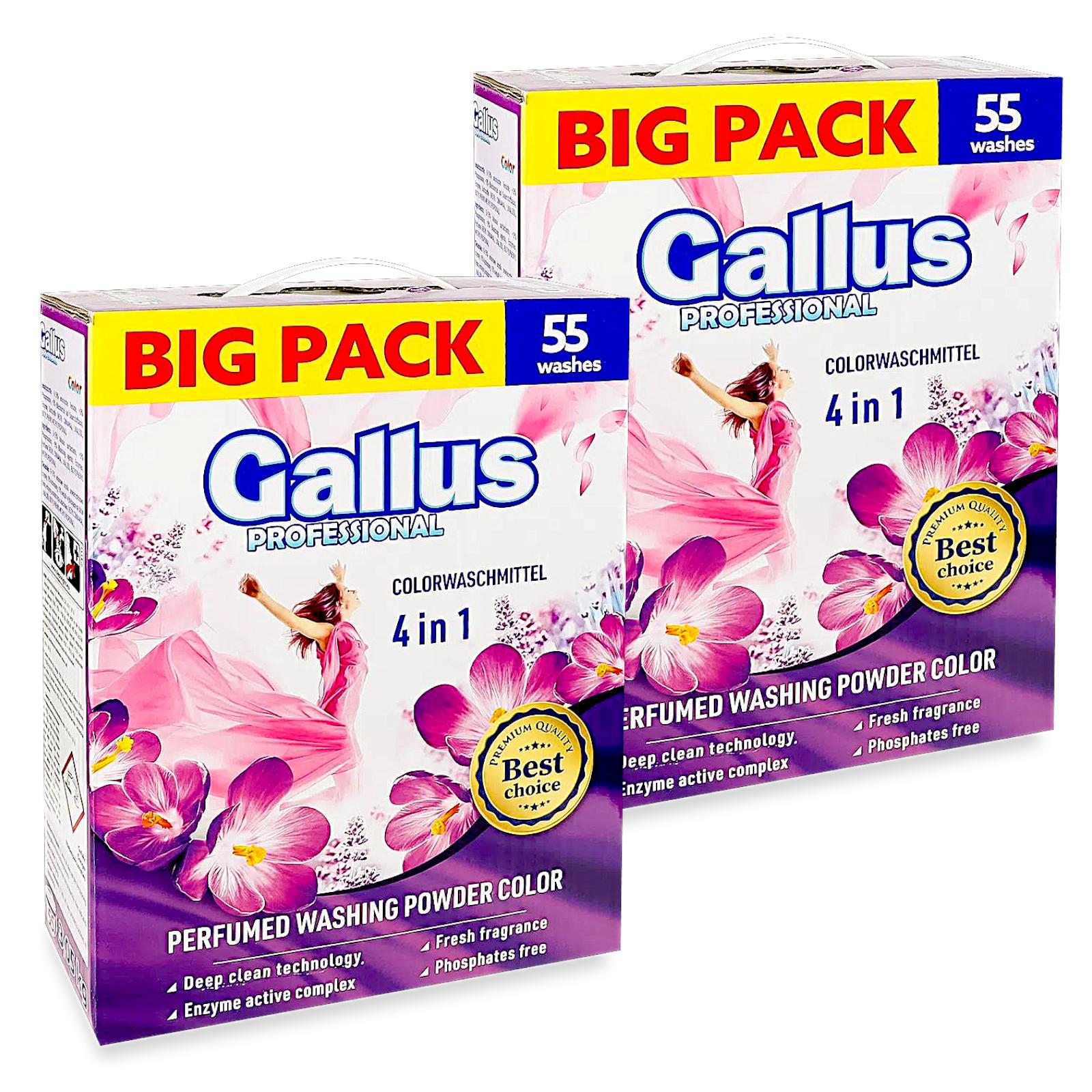 Набор парфюмированный стиральный порошк Gallus Professional 4в1 Color 3,05 кг 55 циклов стирки 2 шт. (302159-2)