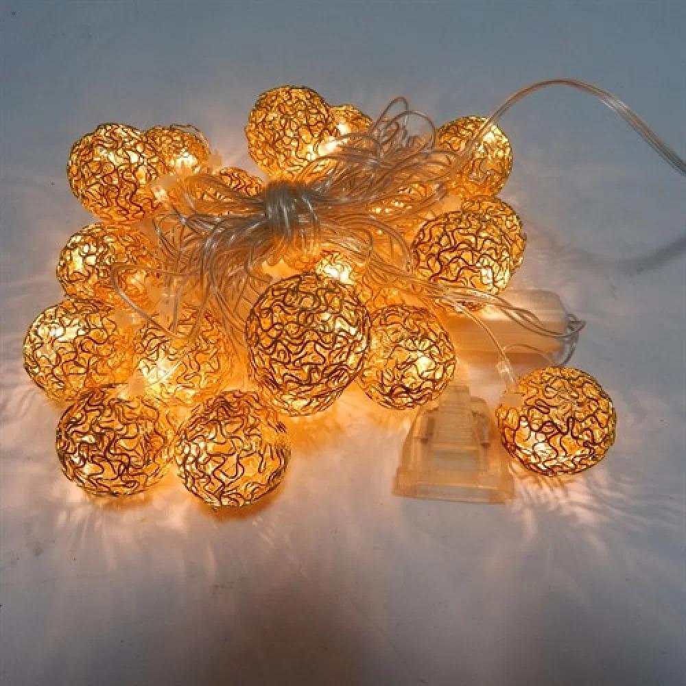 Гирлянда Шарики на шнуре LED 20 Золотой (1-116)