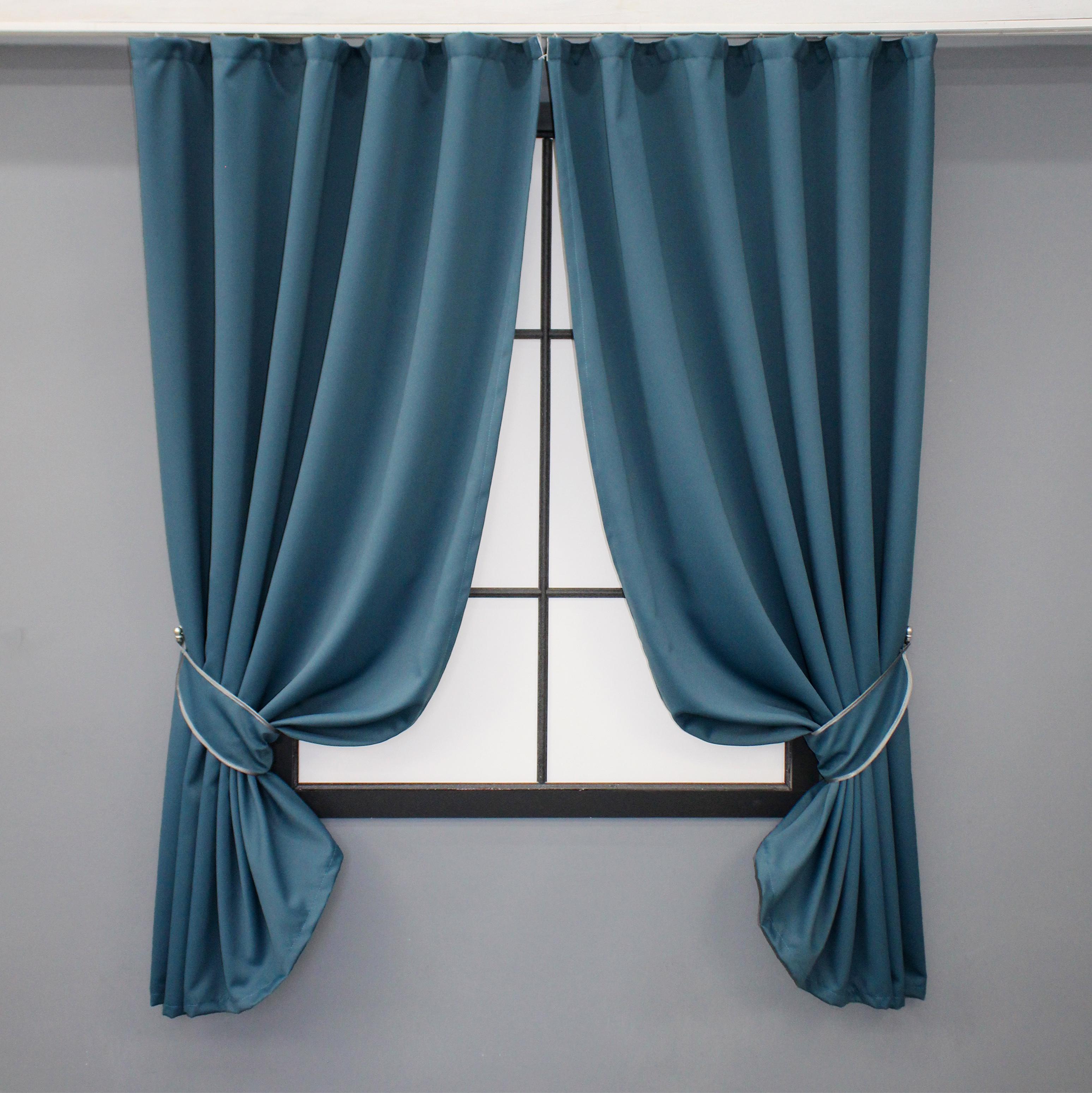 Комплект штор коротких VR-Textil Блэкаут Midnight №1675ш 140х170 см 2 шт. Синий (35-0323)