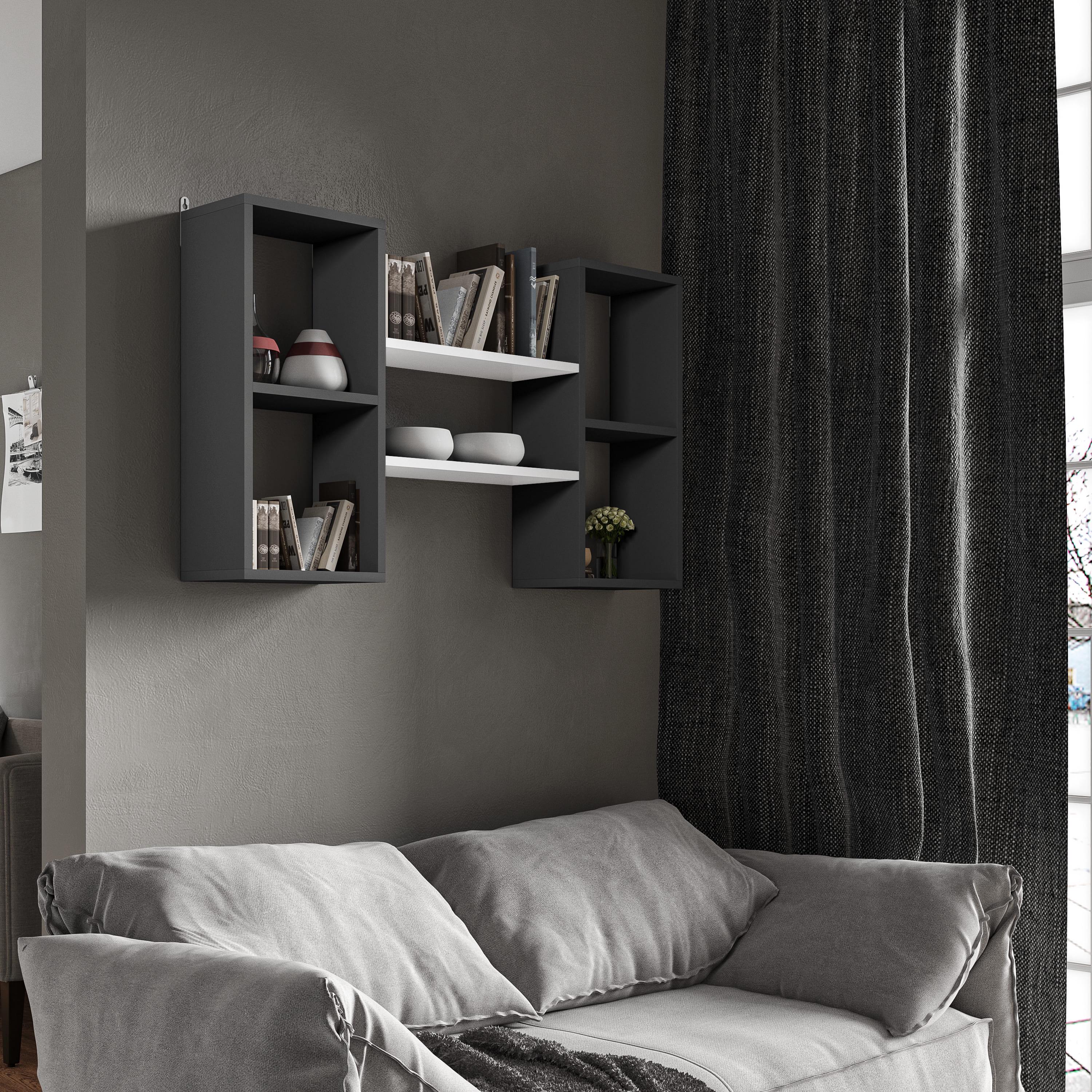 Полка настенная Moreli T-11 для книг и декора Антрацит/Белый