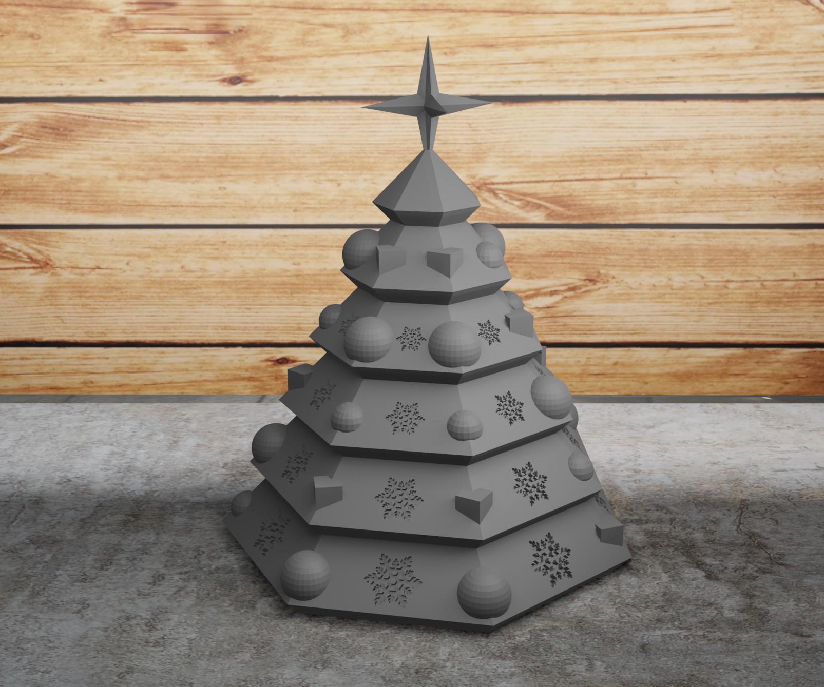 Фігурка ялинка з іграшками та зіркою Пірамідка 20х16 см Сірий (12010210303)