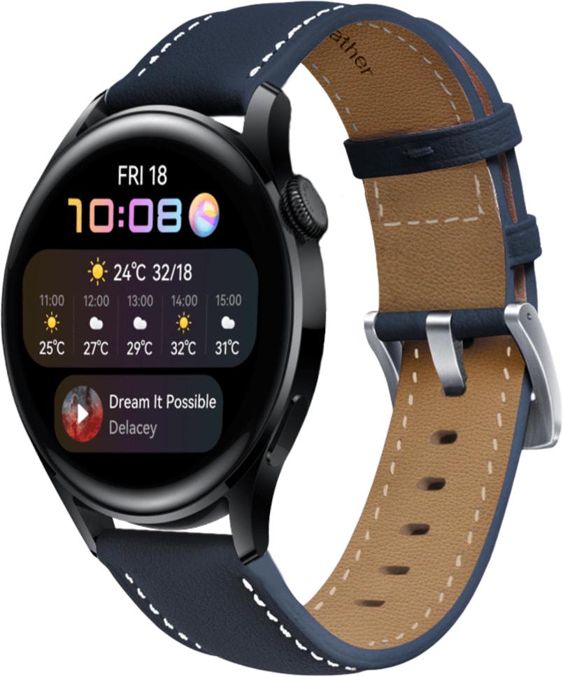 Ремешок кожаный Folsa для Huawei Watch 3 Dark Blue (31549-5D)
