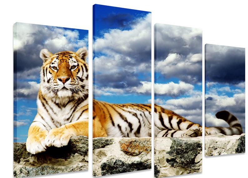 Модульная картина KIL Art Гордый тигр на холсте из четырех частей 129x90 см (M4_L_251)