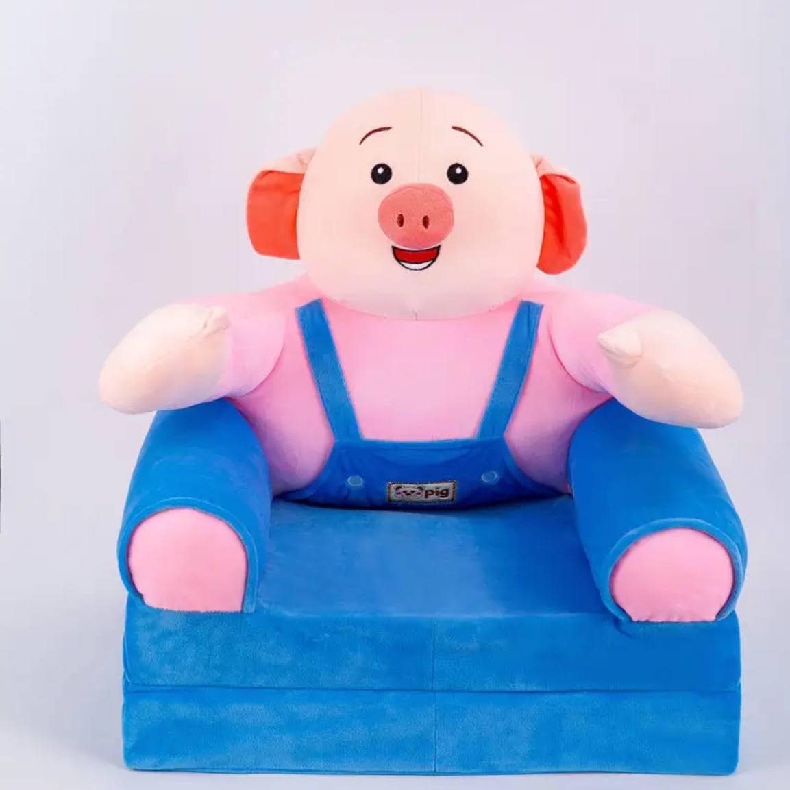 Мягкое детское кресло плюшевое Свинка трехсекционное бескаркасное Синий (3491675) Мягкое детское кресло плюшевое Свинка трехсекционное бескаркасное Синий (3491675)