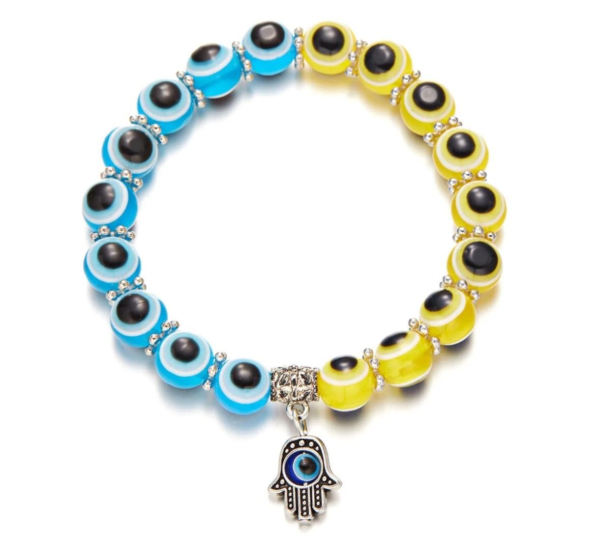 Браслет женский Primolux от сглаза с подвеской Hamsa Blue/Yellow (2152742744)
