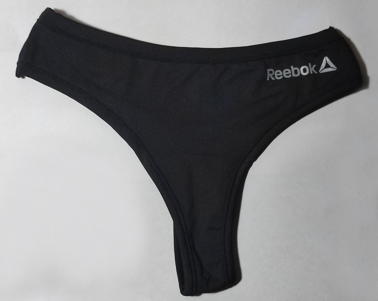 Женские трусики-стринги Reebok чёрные с лого дельта XS (на подростка)
