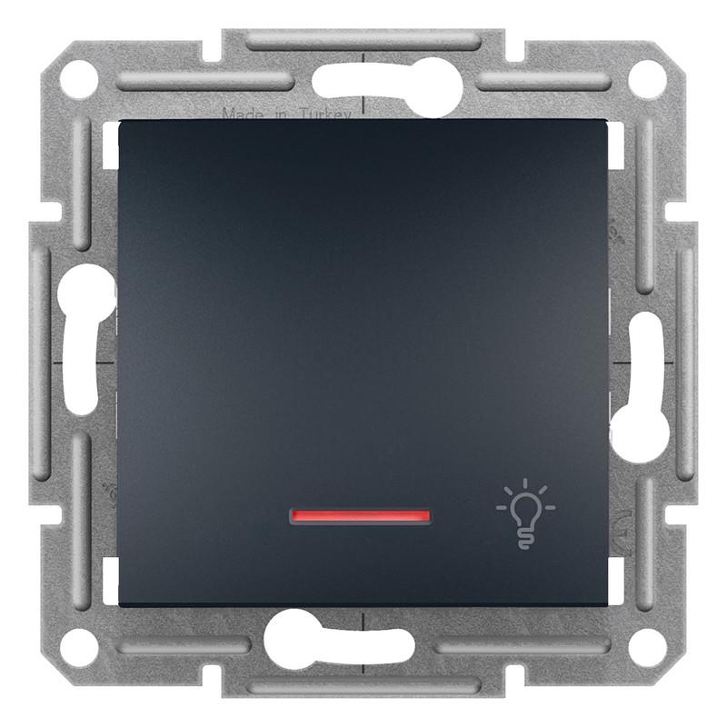 Вимикач кнопковий Schneider Electric Asfora з підсвічуванням самозатискний ABS Чорний (EPH1800171)