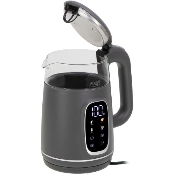 Электрочайник Adler AD 1305 стеклянный с установкой температуры 2200 Вт 1,7 л Grey (AD1305GS) - фото 3