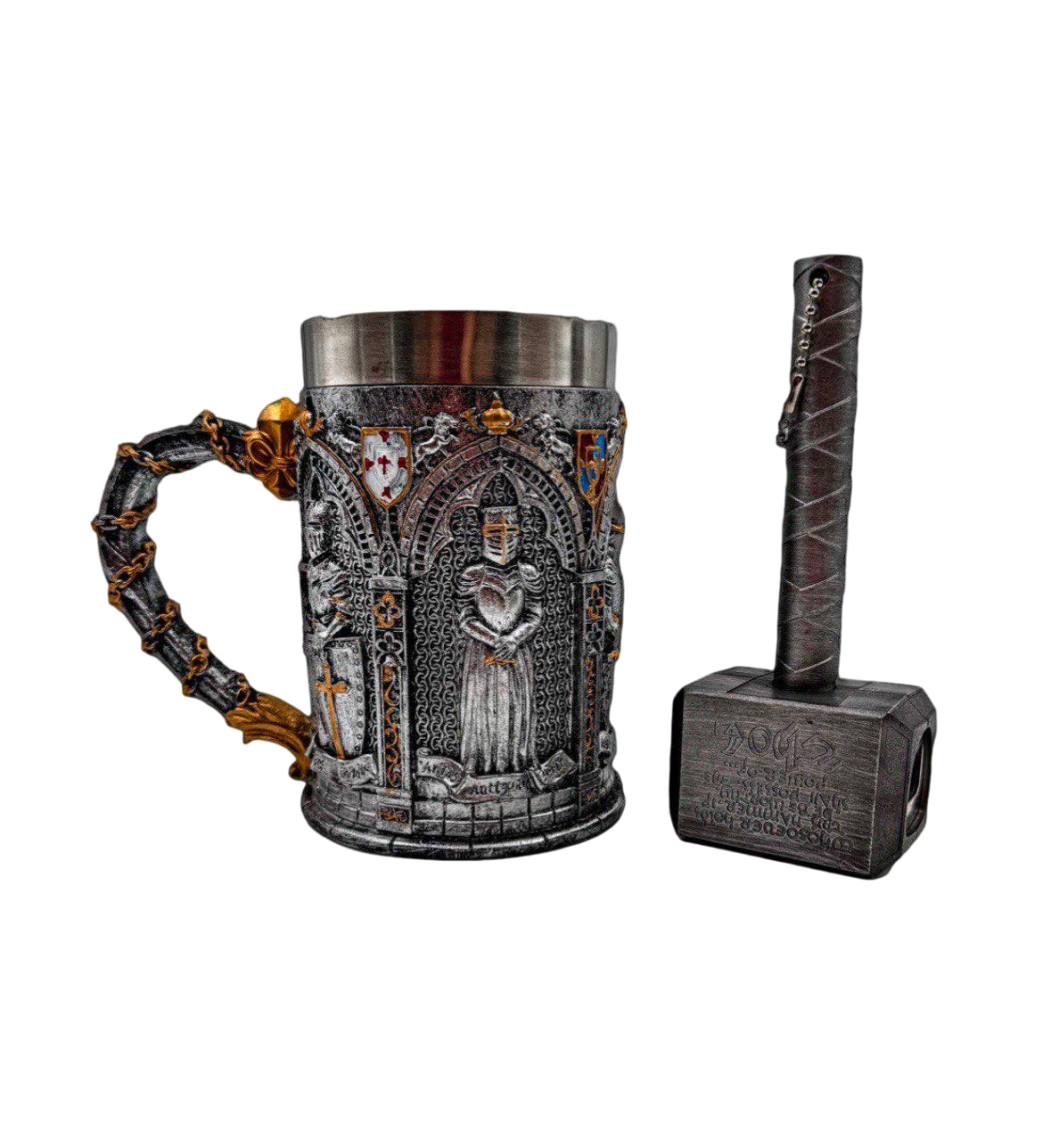 Кружка рыцарь в доспехах с открывалкой молот Тора 500 мл