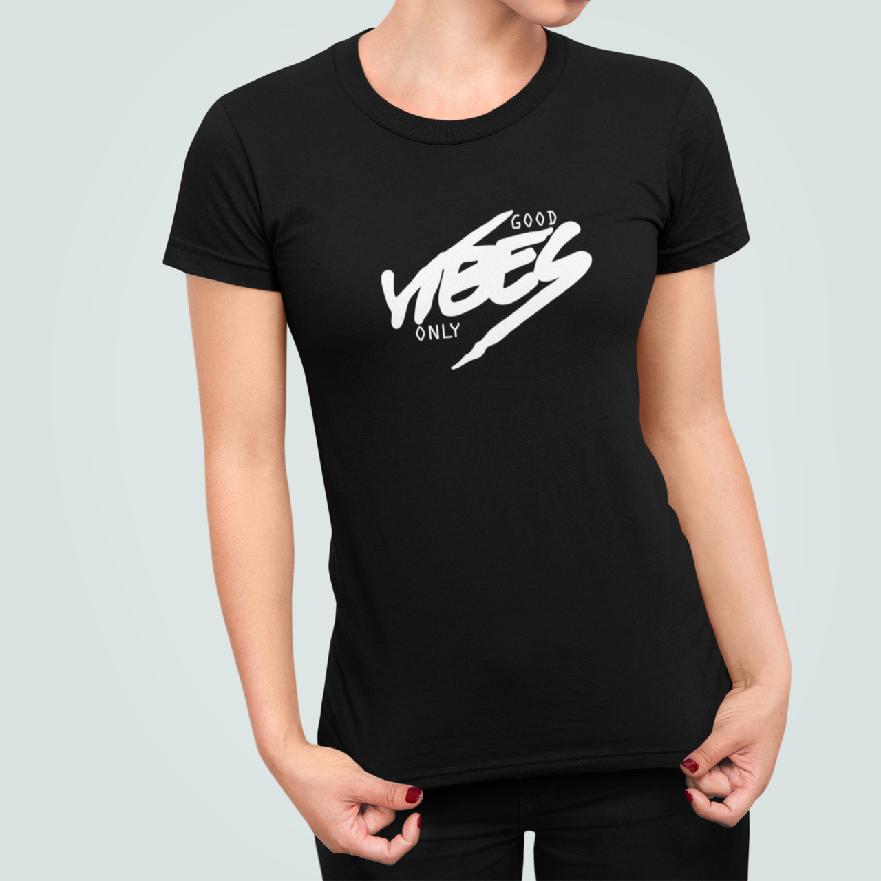 Футболка женская Stedman с принтом "Good vibes only" М Черный (ПН432.1-2)