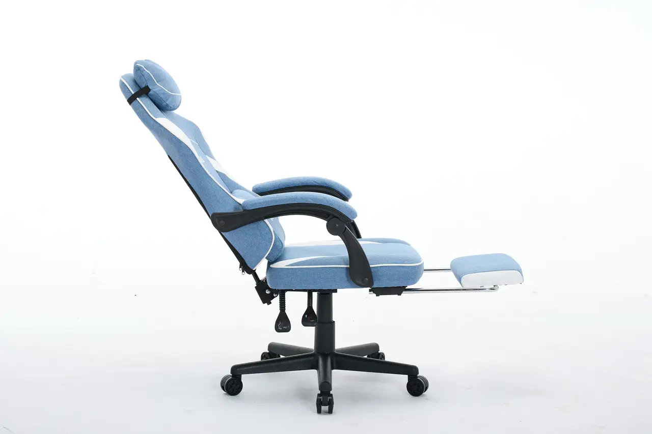 Крісло комп'ютерне Deus ED09 текстиль із підставкою для ніг Блакитний (2981) - фото 5