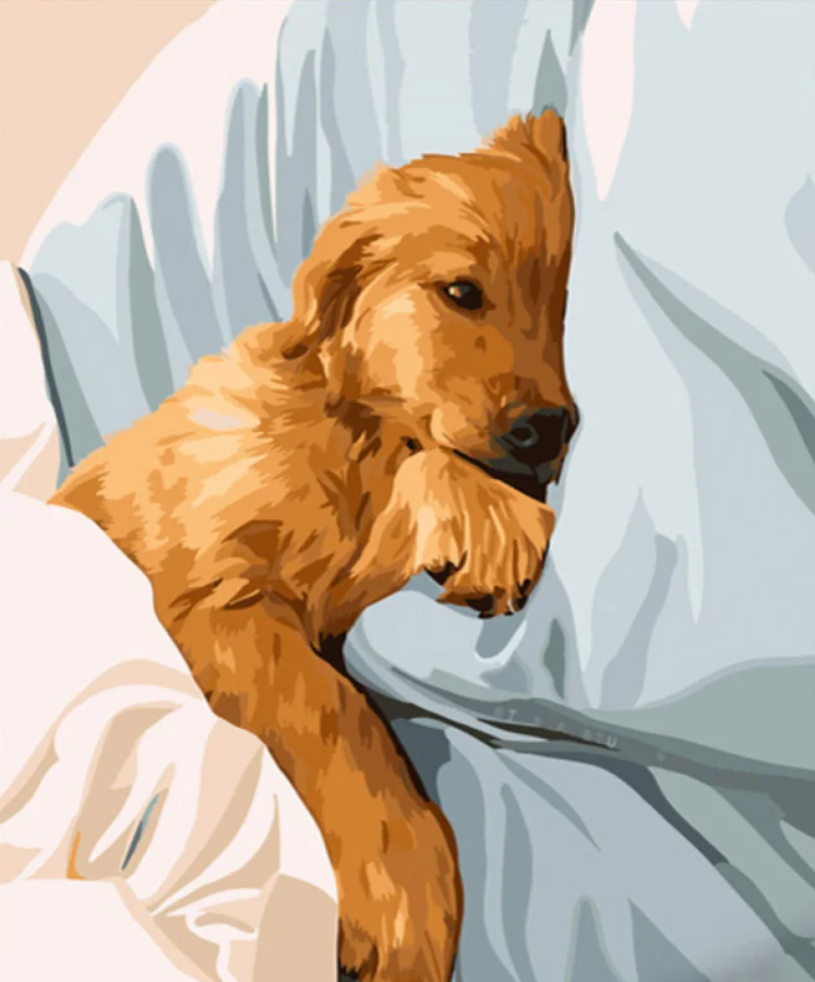 Картина по номерам Strateg Собачка в кровате 40х50 см (GS763)