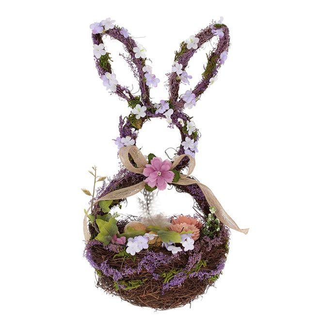 Декорация пасхальная Flora Пасхальная Зайка-корзинка 47 см Лавандовый (42037)