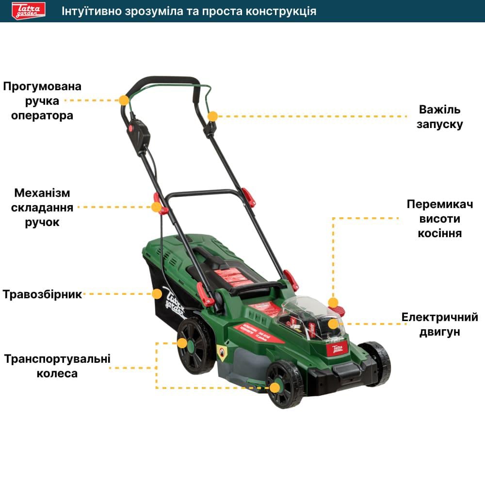 Газонокосилка аккумуляторная Tatra Garden LMA 40 с АКБ и ЗУ - фото 2 Газонокосилка аккумуляторная Tatra Garden LMA 40 с АКБ и ЗУ - фото 2