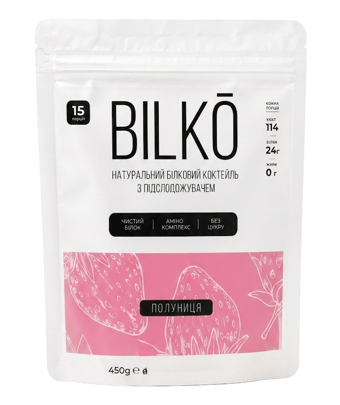 Протеиновый коктейль Bilko Клубника пакет 0,45 кг