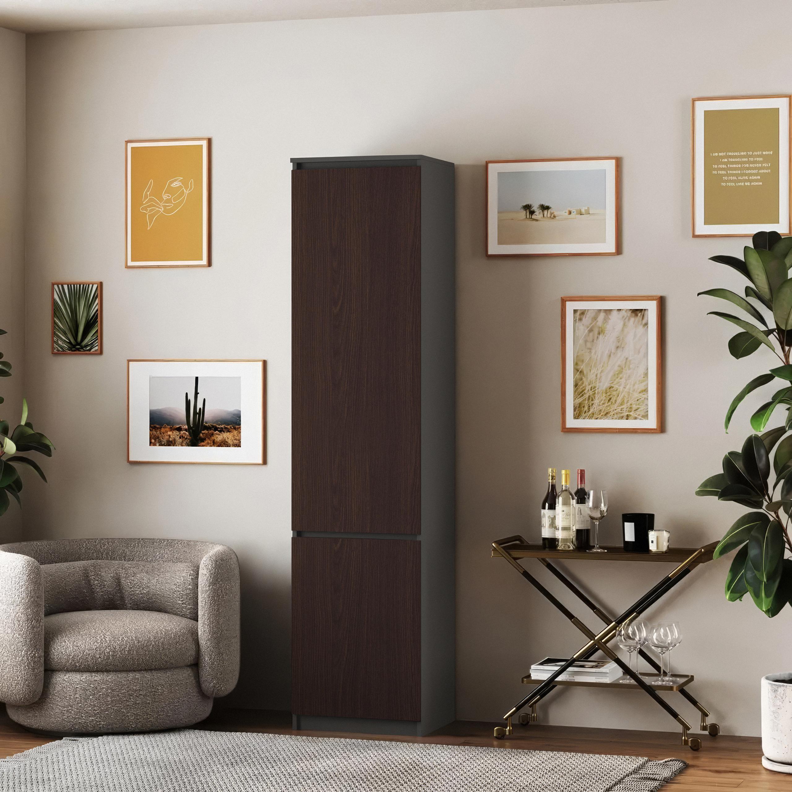 Шкаф-пенал со штангой T-218 500х498х2117 мм Антрацит/Венге Магия - фото 1