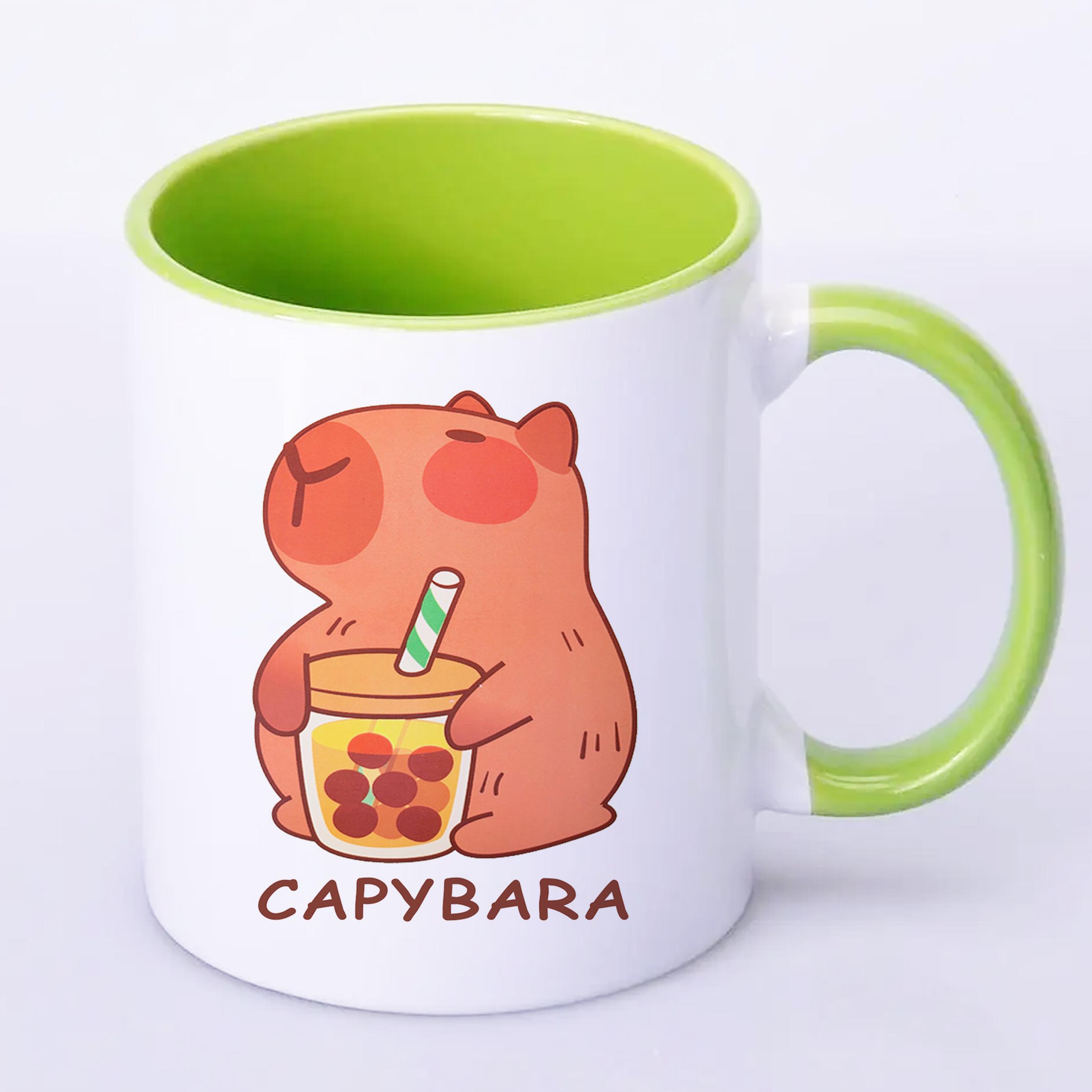 Чашка с печатью Капибара 330 мл Салатовый (23943) - фото 2 Чашка с печатью Капибара 330 мл Салатовый (23943) - фото 2