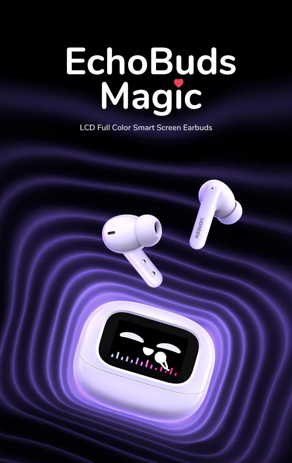 Навушники бездротові UGREEN EchoBuds Magic Кейс з LCD екраном ANC 52 дБ Hi-Res Audio LDAC Bluetooth 5.4 Білий (55137) - фото 17 Навушники бездротові UGREEN EchoBuds Magic Кейс з LCD екраном ANC 52 дБ Hi-Res Audio LDAC Bluetooth 5.4 Білий (55137) - фото 17