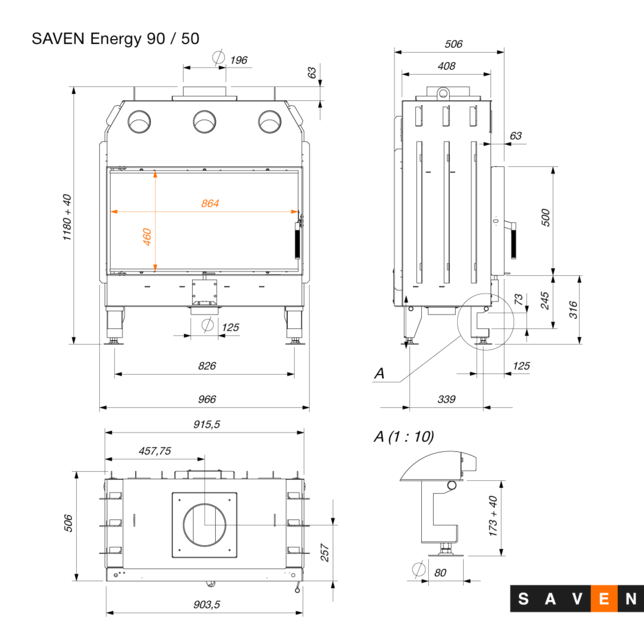 Топка SAVEN Energy 90х50 - фото 7