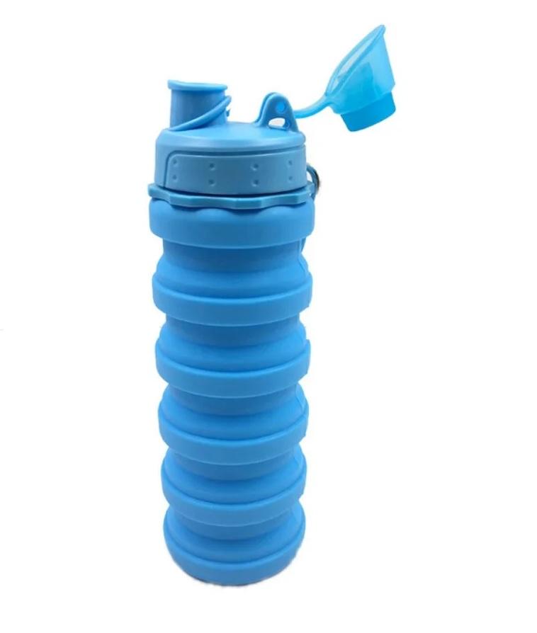 Пляшка складна Water Bottle силіконова з карабіном Блакитний (TM050783) - фото 1